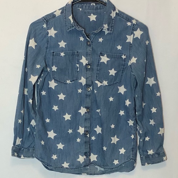 GAP Other - Gap kids girls denim button down shirt with stars
